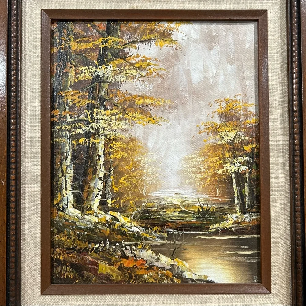 Framed Original Autumn Landscape Oil Painting Robert Schiller Unnamed - Picture 3 of 7